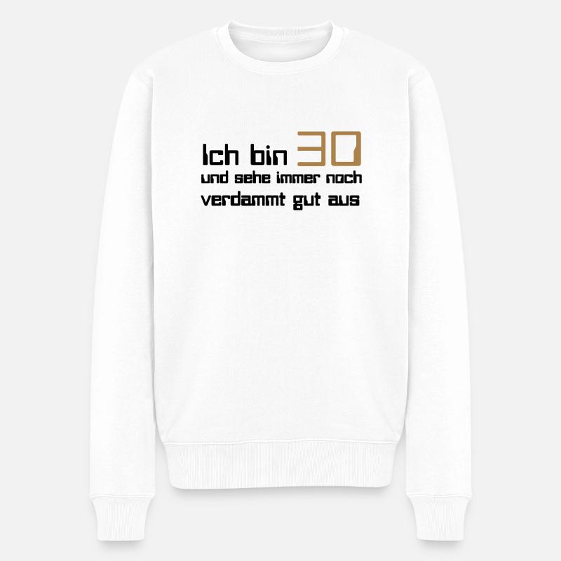 30 - Männer Premium Bio Pullover - Weiß