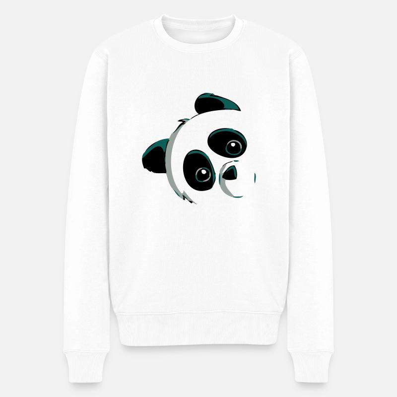 Panda Kopf - Männer Premium Bio Pullover - Weiß