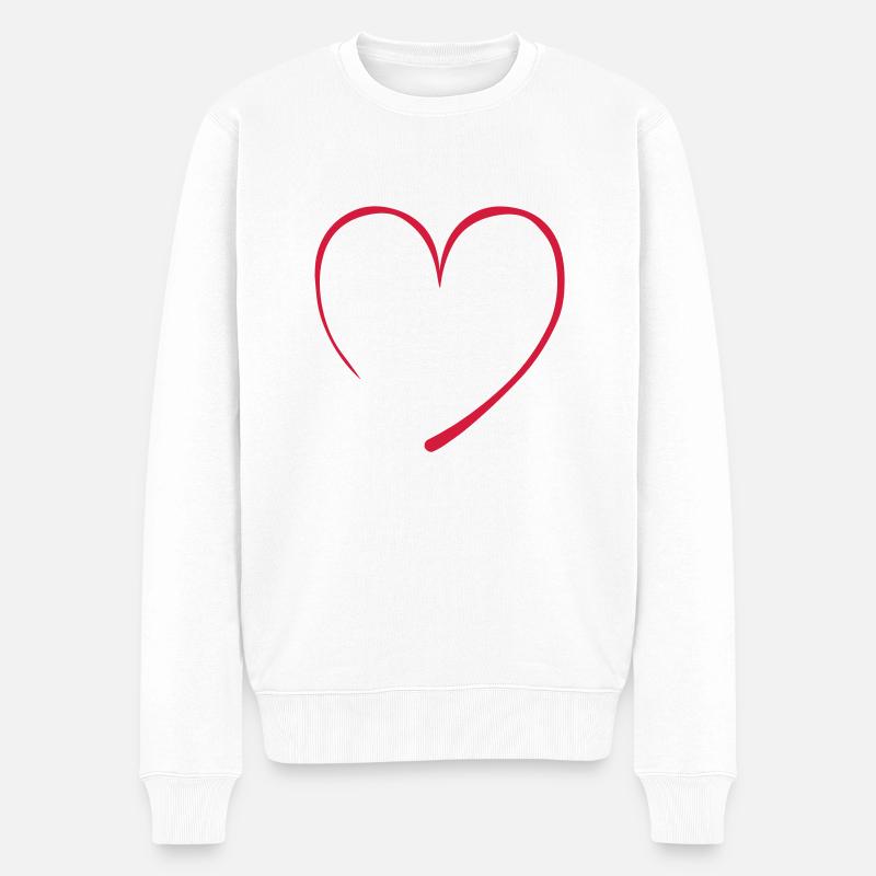 contour_coeur - Männer Premium Bio Pullover - Weiß