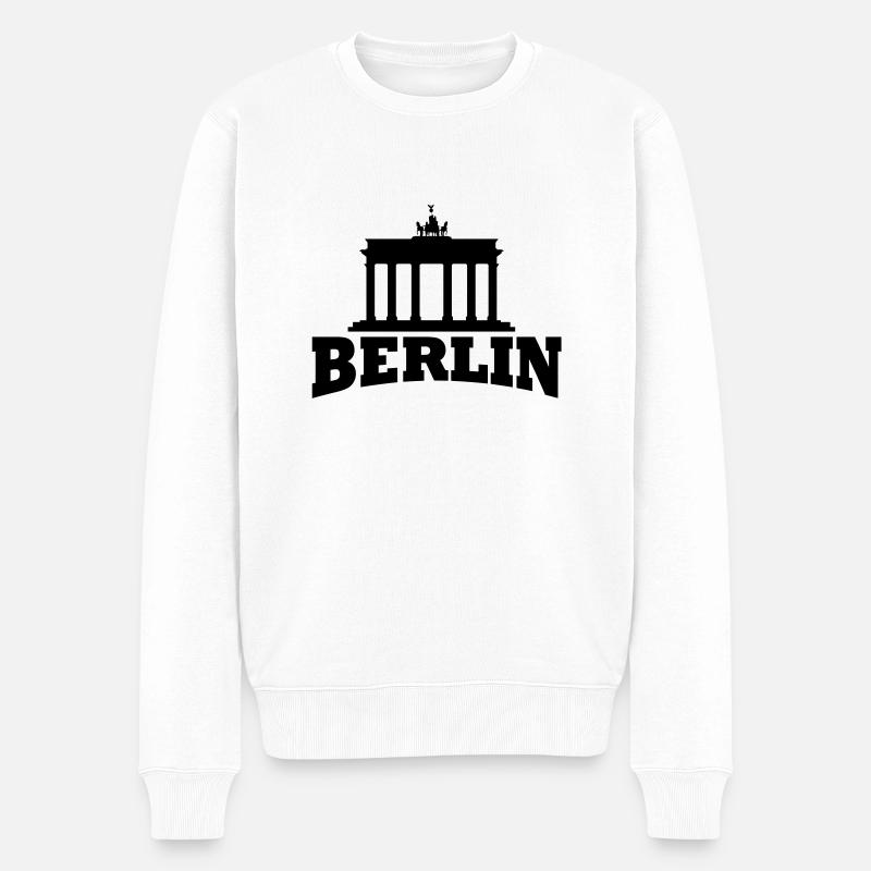 Berlin - Brandenburger Tor - Männer Premium Bio Pullover - Weiß