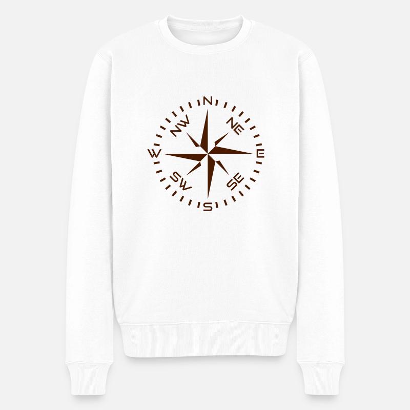 Kompassrose I - Männer Premium Bio Pullover - Weiß