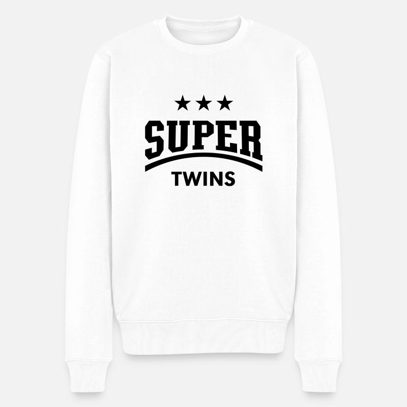 Super Twins - Männer Premium Bio Pullover - Weiß