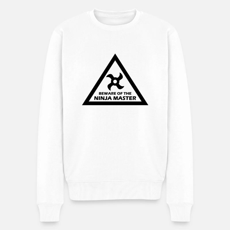 beware of the ninja master - Männer Premium Bio Pullover - Weiß