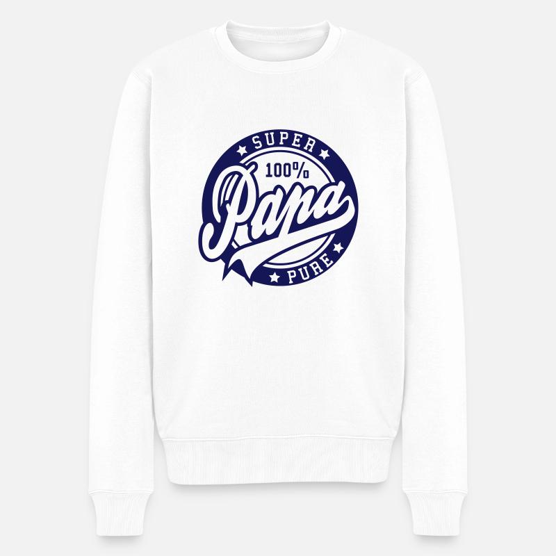 100 percent PURE SUPER PAPA - Männer Premium Bio Pullover - Weiß