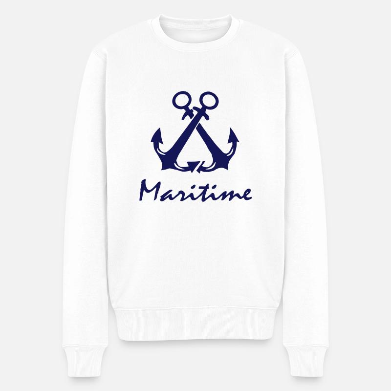 Anchor- Maritime Sailing - Männer Premium Bio Pullover - Weiß