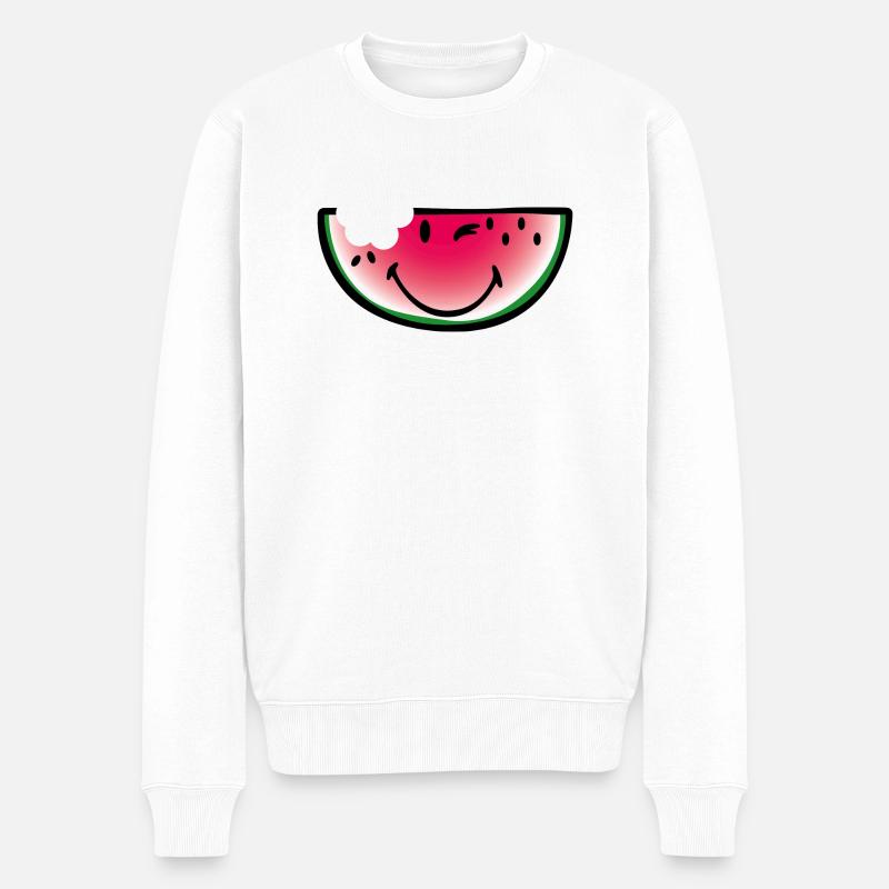 Smiley Watermelon - Männer Premium Bio Pullover - Weiß
