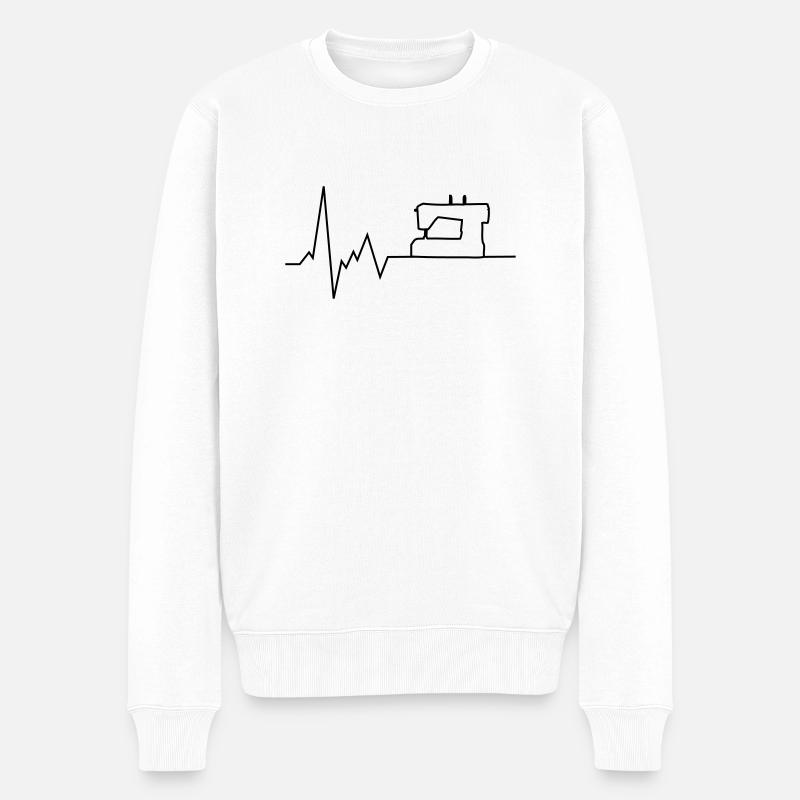 Machine à coudre Heartbeat - Pull Premium bio Homme - blanc