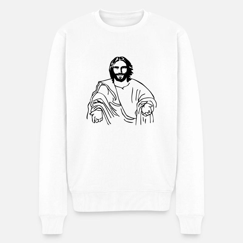 jesus - Pull Premium bio Homme - blanc