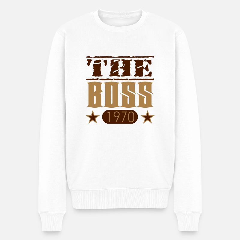 Le patron 1970 02 - Pull Premium bio Homme - blanc