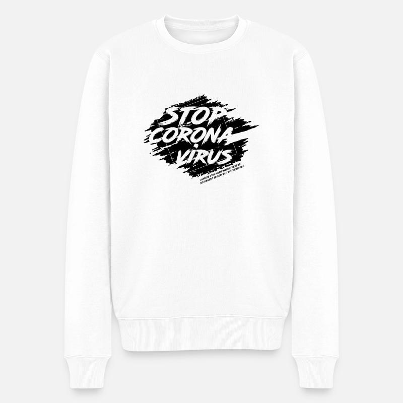 Corona virus - Pull Premium bio Homme - blanc