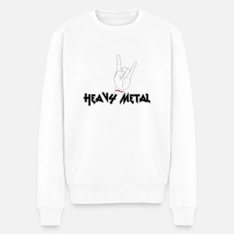 Heavy Metal - Männer Premium Bio Pullover - Weiß
