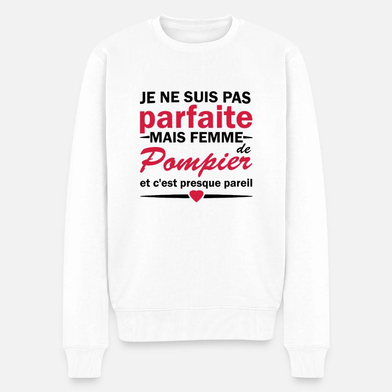 pas parfaite mais femme de pompier - Pull Premium bio Homme - blanc