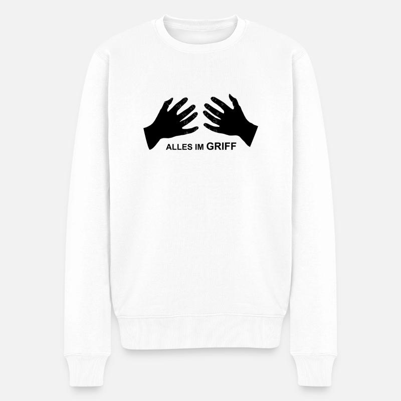 Hand auf die Brust - Männer Premium Bio Pullover - Weiß