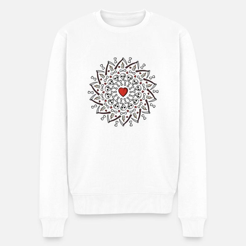 Tête de mort Mandala - Pull Premium bio Homme - blanc