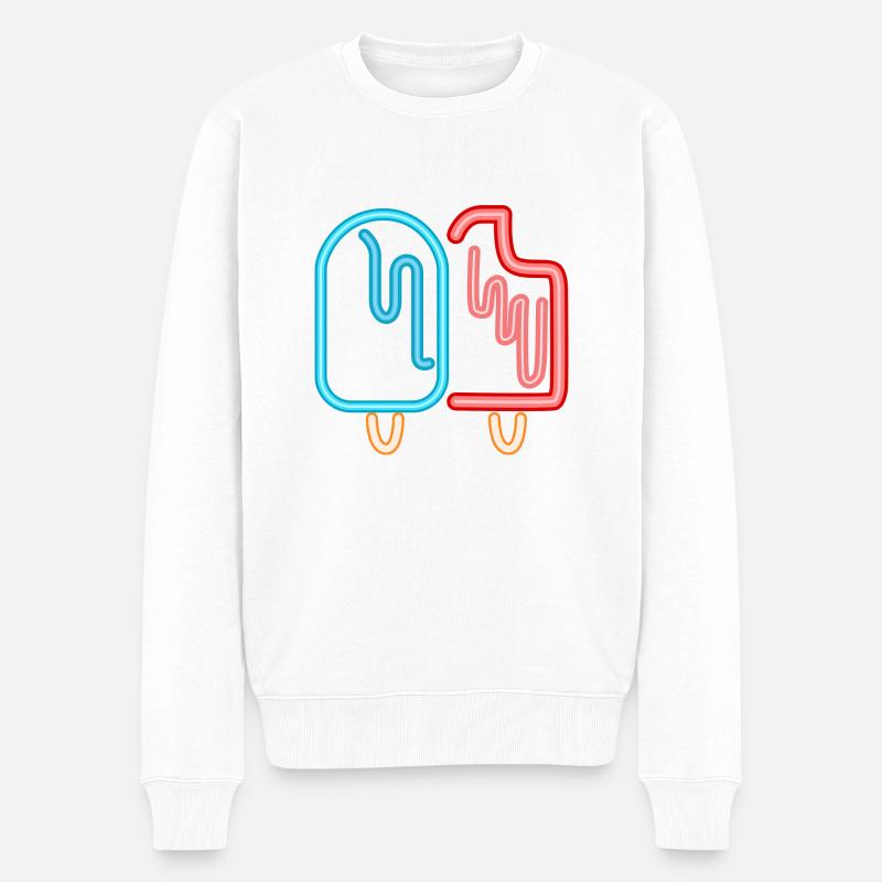 Neon Eis-Creme die kühlende Erfrischung im Sommer - Männer Premium Bio Pullover - Weiß