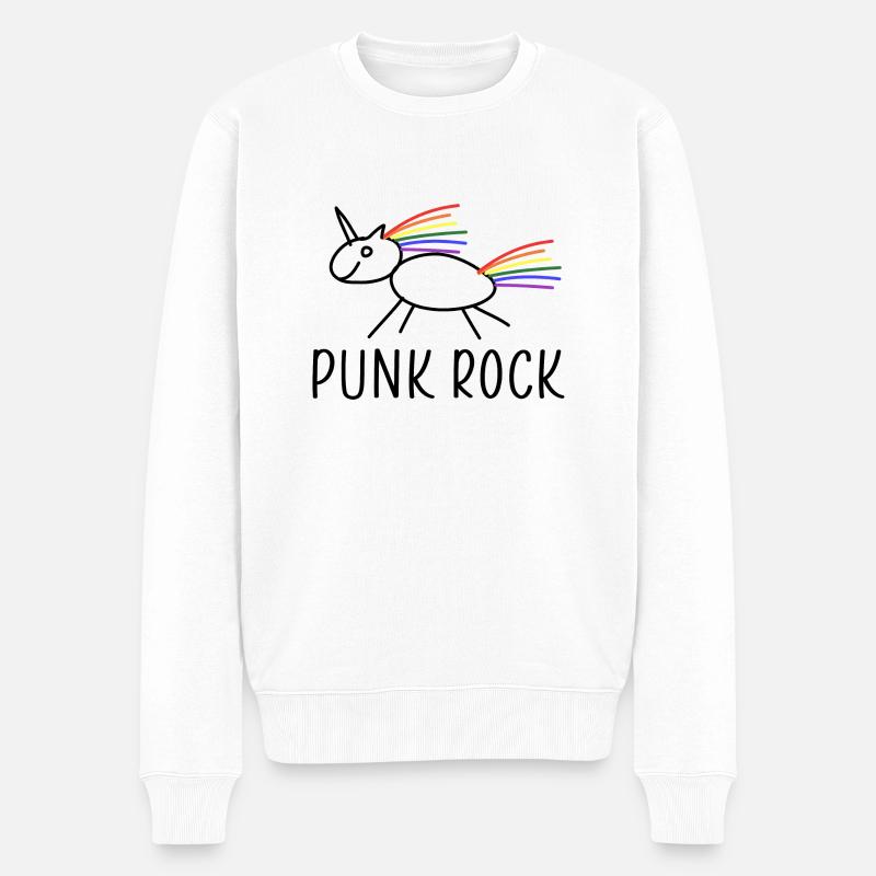 punkrock Einhorn punk rocker - Männer Premium Bio Pullover - Weiß