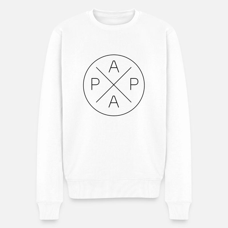 Papa Logo Vater Geburt Geschenkidee - Männer Premium Bio Pullover - Weiß