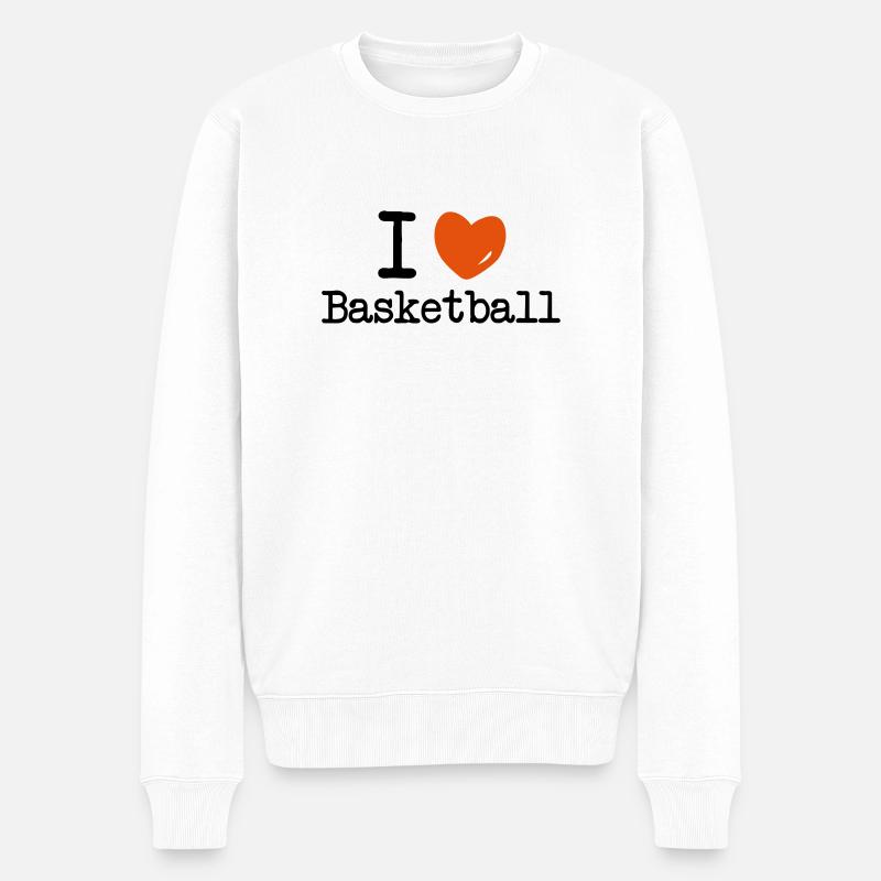 I Love Basketball - Männer Premium Bio Pullover - Weiß