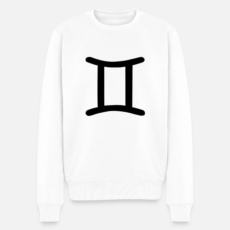 Astrologisches Symbol Gemini, Zwilling - Männer Premium Bio Pullover - Weiß