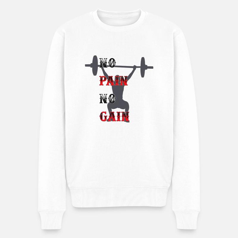 No Pain no Gain - Männer Premium Bio Pullover - Weiß