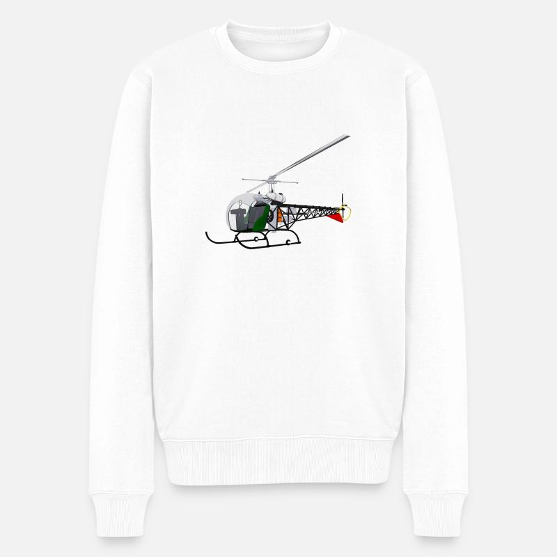 Hubschrauber, Helikopter - Männer Premium Bio Pullover - Weiß