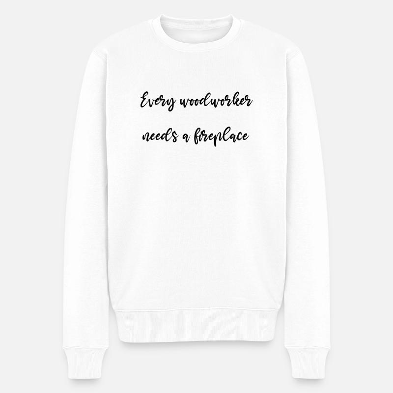 tronçonneuse charpentier plaisanterie menuisier - Pull Premium bio Homme - blanc