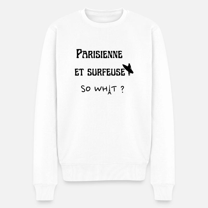 parisienne et surfeuse so what - Pull Premium bio Homme - blanc