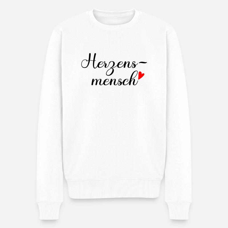 Herzensmensch - Männer Premium Bio Pullover - Weiß