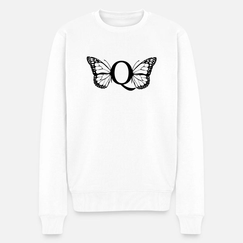 lettre q papillon - Pull Premium bio Homme - blanc