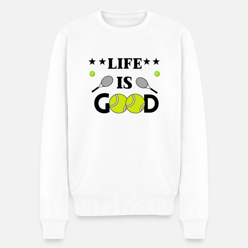 DAS LEBEN IST GUT - Männer Premium Bio Pullover - Weiß