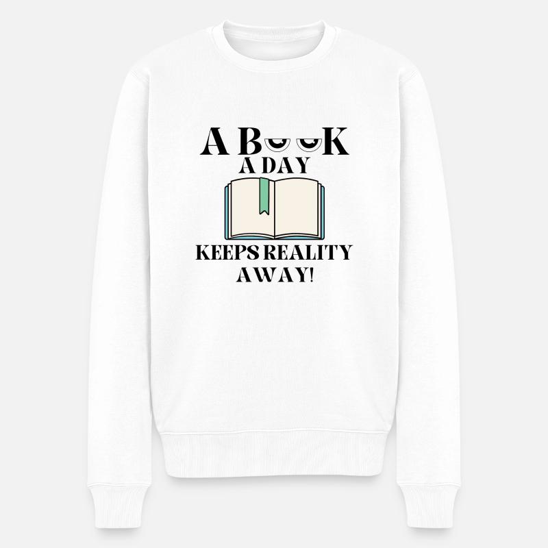 Welttag des Buches - Männer Premium Bio Pullover - Weiß