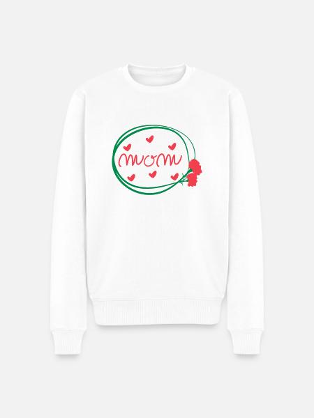 MOM LETTERING WITH CARNATIONS - Men's Premium Organic Jumper - white