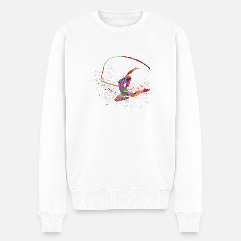 Exercice de gymnastique à l’aquarelle - Pull Premium bio Homme - blanc
