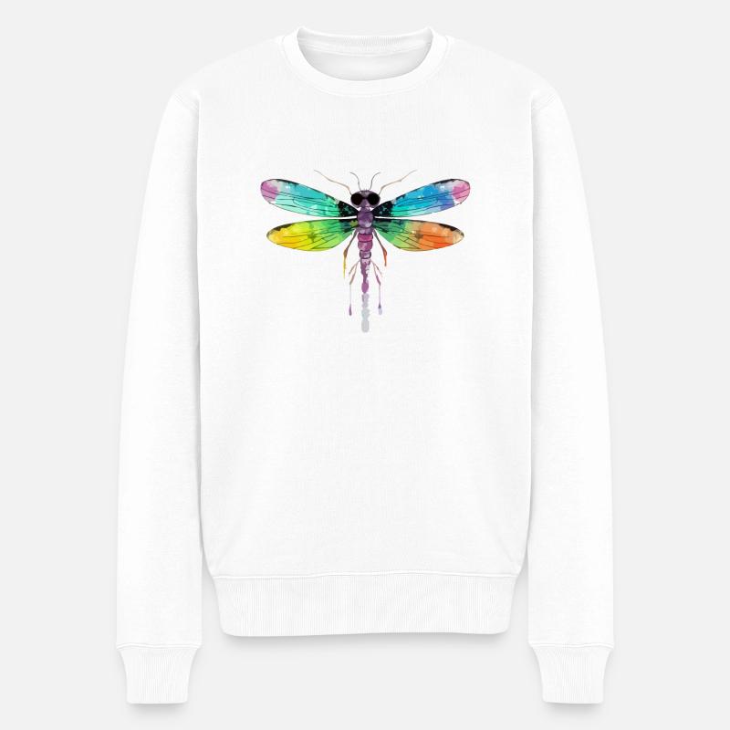 Mia, die Libelle - Männer Premium Bio Pullover - Weiß