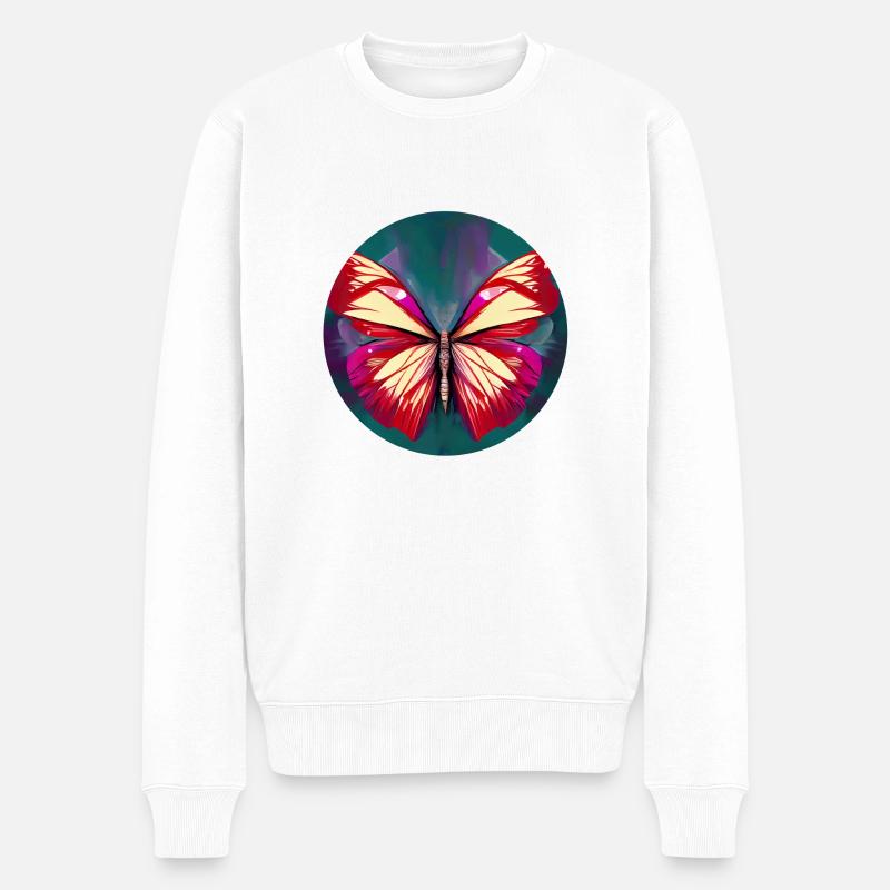 Abstract Butterfly - Illustration - Pull Premium bio Homme - blanc