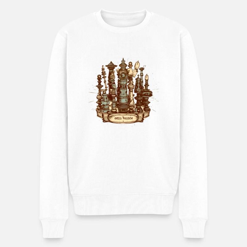 Leidenschaft für Schach - Männer Premium Bio Pullover - Weiß