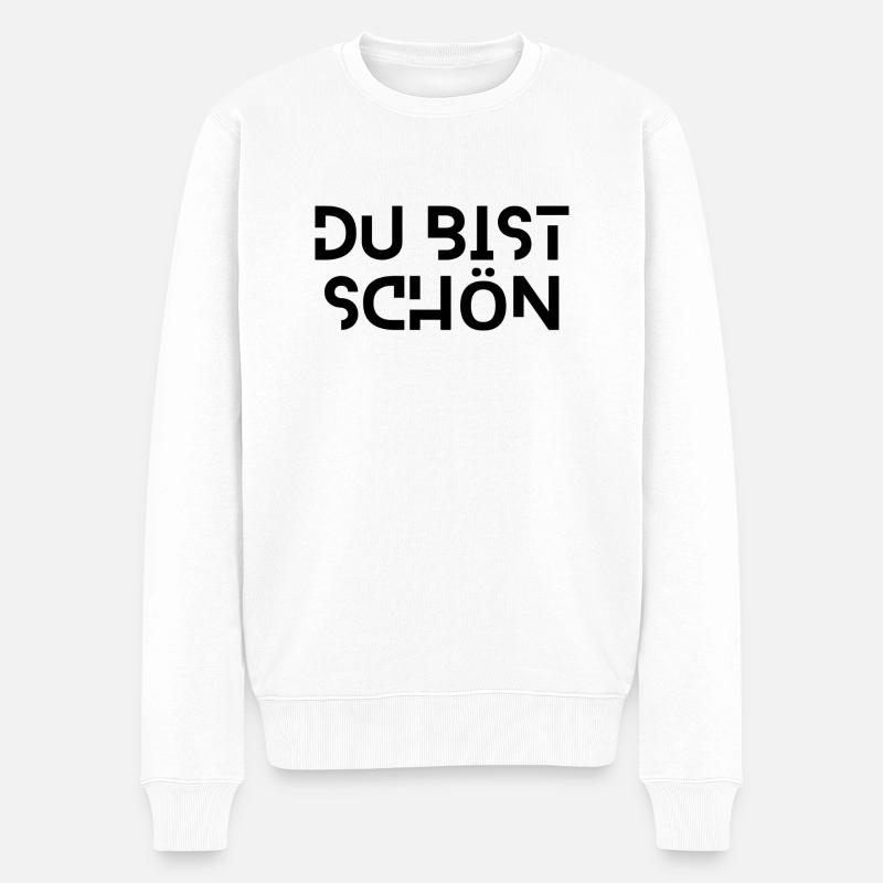 Du bist Schön - Männer Premium Bio Pullover - Weiß