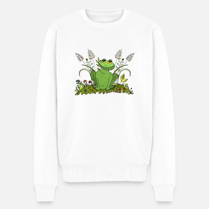 Frosch - Männer Premium Bio Pullover - Weiß