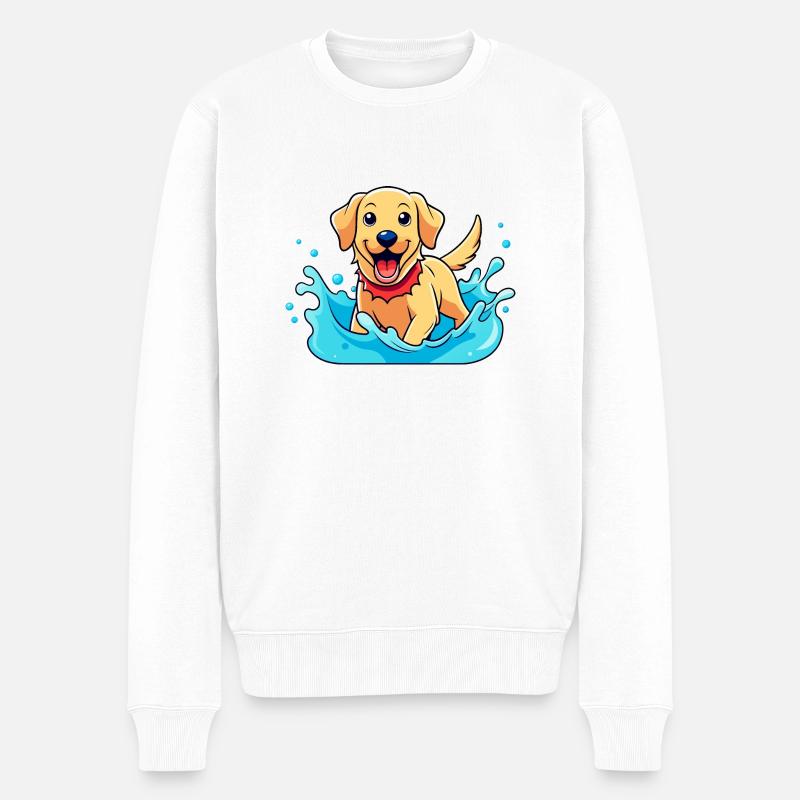 Joyeux Labrador Retriever éclaboussant dans l’Art de la piscine - Pull Premium bio Homme - blanc
