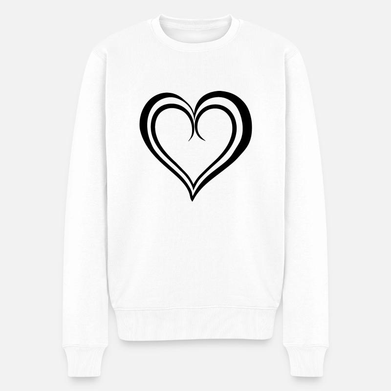 Coeur, Amour, Saint Valentin, Symbole - Pull Premium bio Homme - blanc