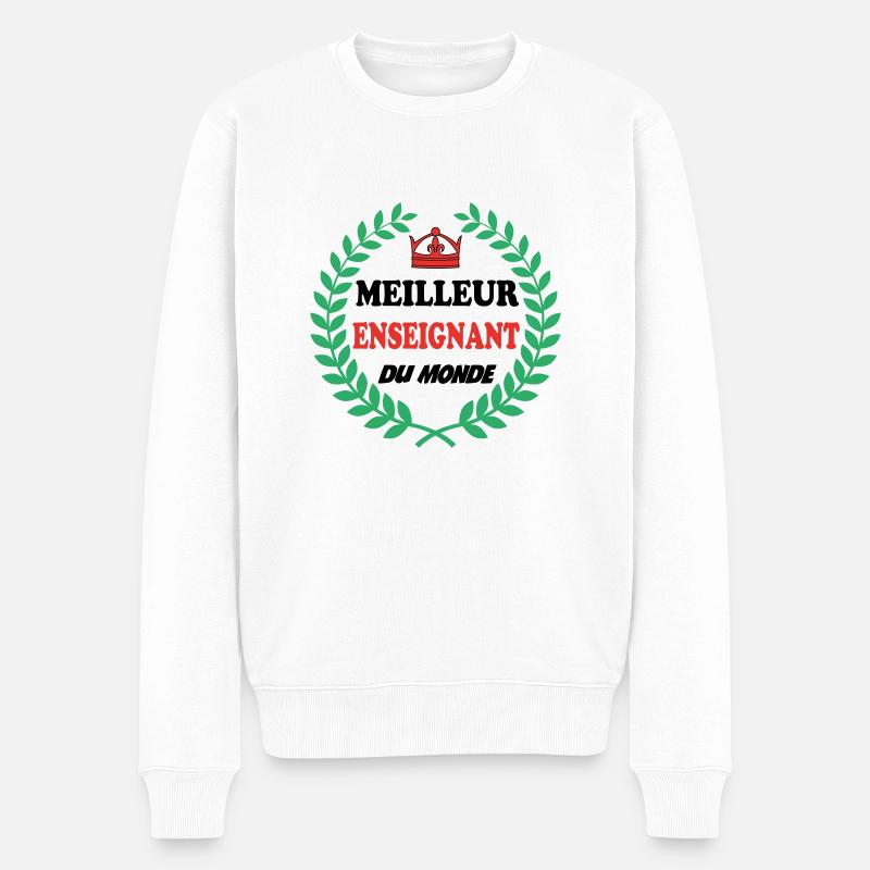 MEILLEUR ENSEIGNANT DU MONDE - Pull Premium bio Homme - blanc