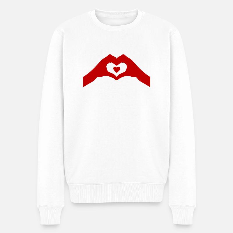 hände herz - Männer Premium Bio Pullover - Weiß