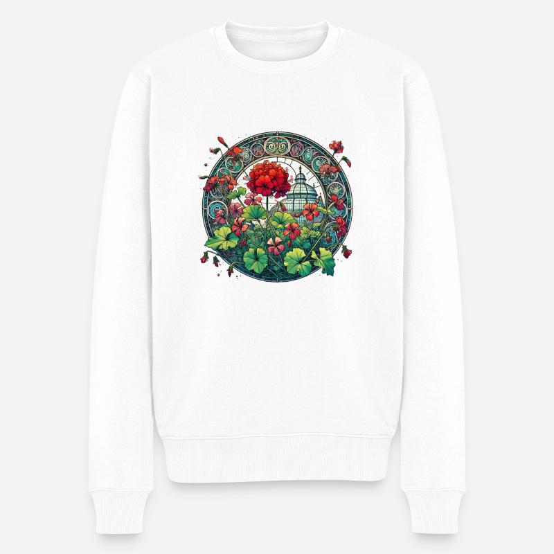 Géraniums - Pull Premium bio Homme - blanc
