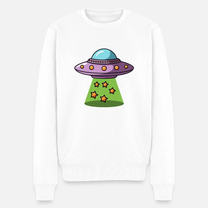 Ufo - Männer Premium Bio Pullover - Weiß