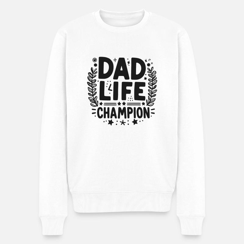 Papa Lebens-Champion - Männer Premium Bio Pullover - Weiß