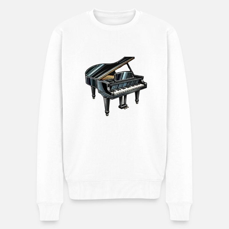 Klavier - Männer Premium Bio Pullover - Weiß