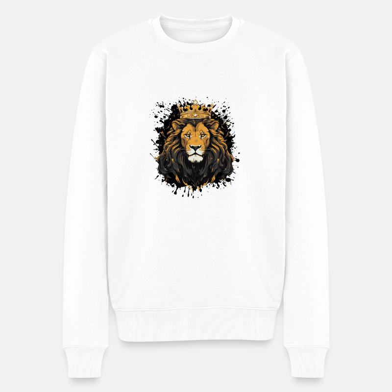 löwe könig - Männer Premium Bio Pullover - Weiß