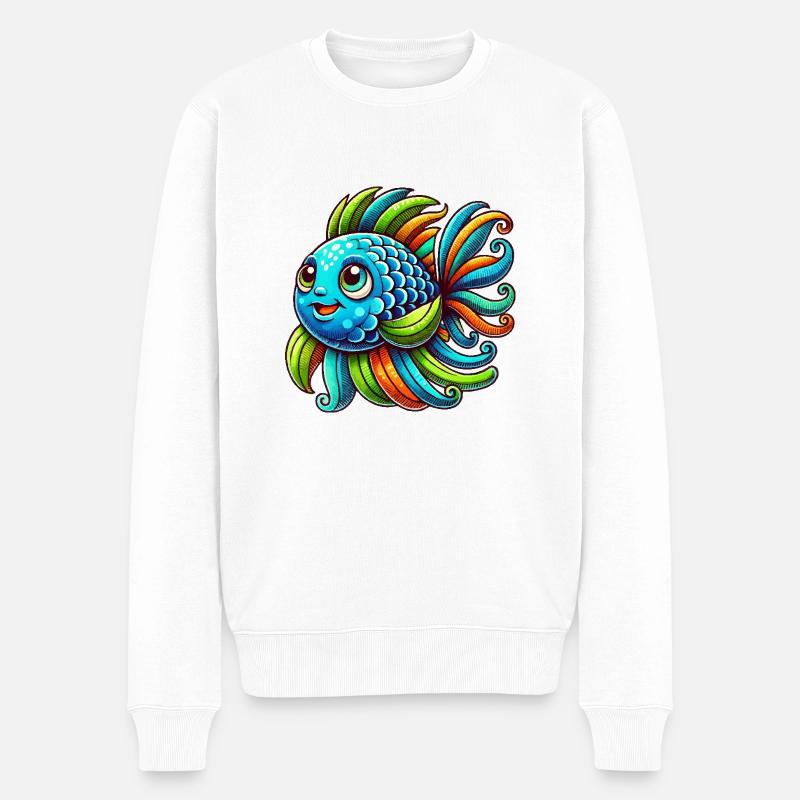 fisch comic - Männer Premium Bio Pullover - Weiß