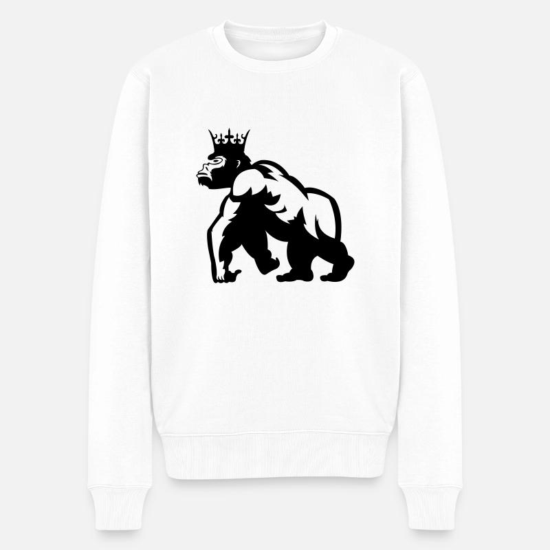 gorilla king - Männer Premium Bio Pullover - Weiß