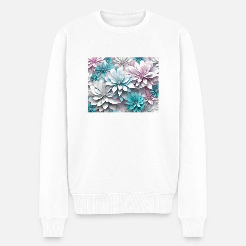 Papierblumen - Männer Premium Bio Pullover - Weiß
